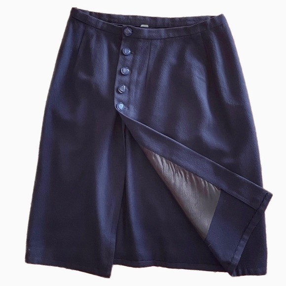 Gorgeous Vintage Mod wool 60s skirt wrap around fully lined sz med button front - Picture 1 of 10